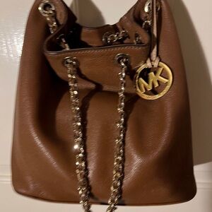 Michael Kors Tan Shoulder Bag with Gold Accents